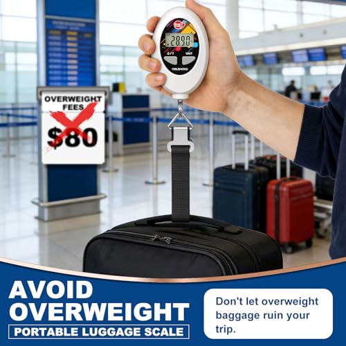 SNAIL TRAIL 100 lbs (45 kg) Digital Luggage Scale, Portable Suitcase Weigher, Travel Bag Weight Scale, Handheld Baggage Weigh Machine, Gift for Travelers - color: White