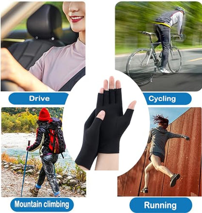 Women-Sunblock-Half -Finger-Gloves-Mesh Summer UV Protection Outdoor Nonslip Gloves for Hiking Driving Golfing