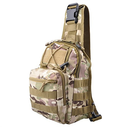Qcute Tactical Backpack, Waterproof Military Cross-body Molle Sling Shoulder Backpack Chest Bag for Outdoor Every Day Carry - color: Cp Camouflage
