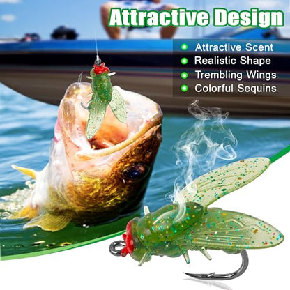 Bionic Fly Fishing Baits, Fly Fishing Flies Kit Trout Jigs Swimbaits Dry Flies Bionic Fishing Lures Fly Fishing Hook for Bass Panfish Trout - style: Green-18pcs