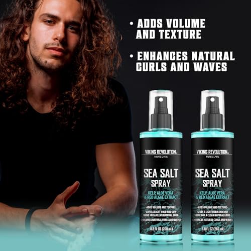 Viking Revolution Sea Salt Spray for Hair Men - Hair Texturizing Sprays with Kelp, Aloe Vera & Red Algae Extract - Surf Sprays to Add Volume and Texture- Sea Salt for Men Beach Hair Spray (2 pack) - size: 8.8 Fl Oz (Pack of 2), style: Sea Salt Spray