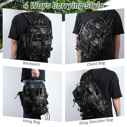 Fishing Tackle Backpack, Military Tactical Backpack Tactical Sling Backpack Bag Fishing Tackle Storage Bag Fish Gear Bag Molle Assault Pack Tactical Hiking Rucksack(Green) - color: Green