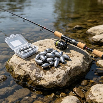 Lead Worm Weights, Bullet Fishing Sinkers for Texas Rig | 40/50 Pack Lead Worm Weights, Smooth Hole , Weedless Rig for Texas Rig and Finesse Bass Fishing 1/8 3/16 1/4 3/8oz - size: mixed size-40oz