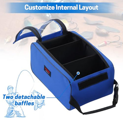 VISEMAN Fishing Tackle Bag, Waterproof Bait Storage Bag, Tackle Organizer | Fishing Bait Bag with Transparent Window for Crappie and Bass Fishing - color: Blue