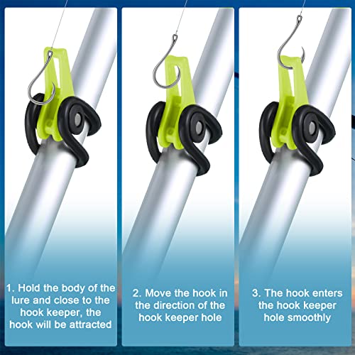 Gejoy 21 Pcs Fishing Hook Holder Fishing Rod Hook Keeper with 3 Size Elastic Rubber Rings, Adjustable Spring Lure Bait Holders for Most Rods - color: Yellow