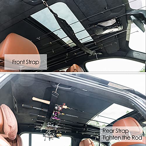 Dr.Fish Car Fishing Rod Holder, 5/7 Rod Adjustable Fishing Pole Rack | Durable Nylon, Adjustble Roof-top Holder Rack for Vehicles, Pick Up, Full Size SUV. Available in 5 or 7 rod Capacity - size: 7 Rod Screw Mount, 30-60"