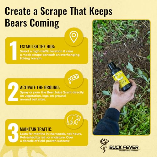Buck Fever Bear Juice – Synthetically Formulated Bear Bait Attractant – Non-Spoiling, Sweet Synthetic Bear Attractant Scent for Trail Camera - size: 4oz