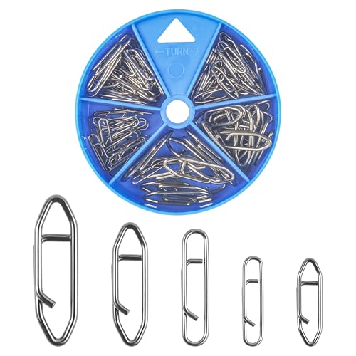 Power Clips Fishing Snaps Set High Strength Stainless Steel Quick Change Connector Swivels Tackle Fish Lure Attachement Freshwater Saltwater - style: 95PCS