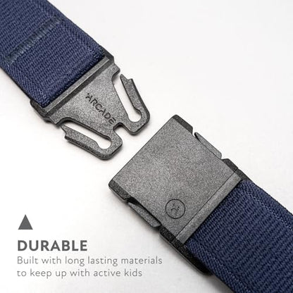 Arcade Belts A2 Youth Unisex Adventure Stretch Belt | Heavy Duty Elastic, Metal Free Buckle - color: Atlas - Navy