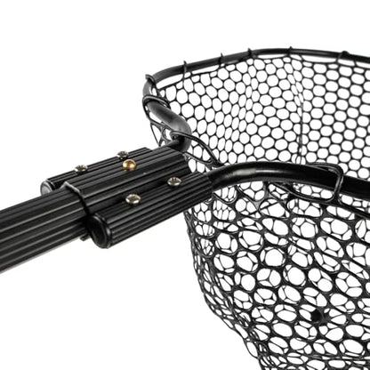 YakAttack Floating Fishing Net with Rubber Netting |16” x 19” Hoop, 11” Depth, 56” Telescoping Aluminum Handle | Snag-Free Landing Net for Kayak, Canoe, or Boat Anglers | Black