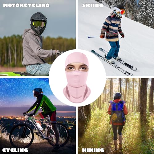 Achiou Ski Mask Balaclava Shiesty, Cooling Ice Silk Motorcycle Face Cover | Ski Mask for Men/Women,Breathable Face Mask,Thin Summer Balaclava,Versatile Use for Skiing Moto,UV Protection,Helmet Friendly - color: Pink