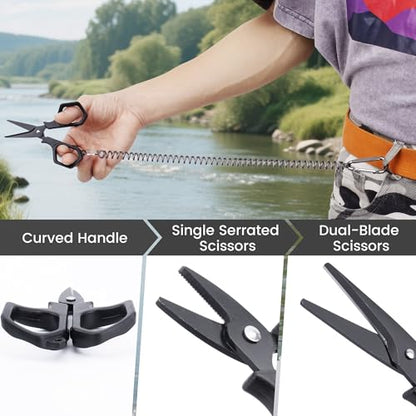 Fishing Scissors Braid Line Cutter with Coiled Lanyard for Freshwater/Saltwater(2 Pcs)