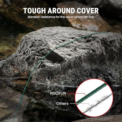 Piscifun Onyx Braided Fishing Line, Superline Abrasion Resistant Braided Lines, Zero Stretch Super Strong, Low Memory, Fast Water Cutting PE Fishing Lines, 6lb-150lb - color: Green, size: 10LB(0.09mm)-500Yds