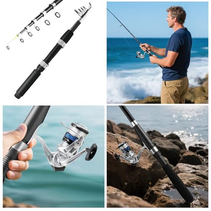 Telescopic Fishing Rod and Reel Combo Set, 2PCS Collapsible Fishing Poles, Fishing Kit with Spinning Reel Fishing Pliers and Lip Gripper, Travel Saltwater Freshwater Fishing Gear for Adults Beginners - color: 1.8M/5.9FT