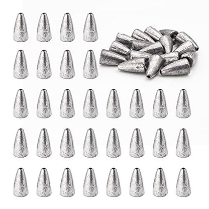Fishing Weight Sinkers, 50pcs/55pcs Lead Worm Weights Fishing Sinkers for Bass Fishing Texas Rigs(2g/3.5g/5g/7g) - color: 2g/0.07oz-50pcs