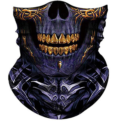 Obacle Neck Gaiter Face Mask Bandana for Dust Wind Sun Protection for Men Women - color: Skull Gold Teeth Open Mouth