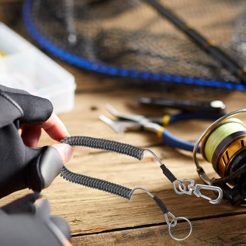 Luxshiny Retractable Coiled Lanyard Multifunctional Outdoor Use 3pcs with Keychain Sturdy TPU Coated Steel Wire with Metal Buckle for Fishing Gear and Hand Tools for Cycling and Climbing