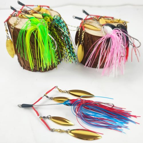 5Pcs Bass Spinner Baits, Spinner Baits for Bass Fishing Hard Metal Buzzbait High-Reflective Alabama Swimbait for Trout Salmon Pike