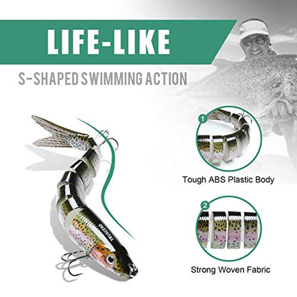 TRUSCEND Swimmax Easy Catch Fishing Lures with BKK Hooks, Wiggling, Vibrating, Rattling and Gurgling for More Bite, Heavy-Duty Dyneema Fiber Jointed Swimbaits for Bass, Trout, Walleye, Crappie, Pike - color: A2-5.5",0.7oz