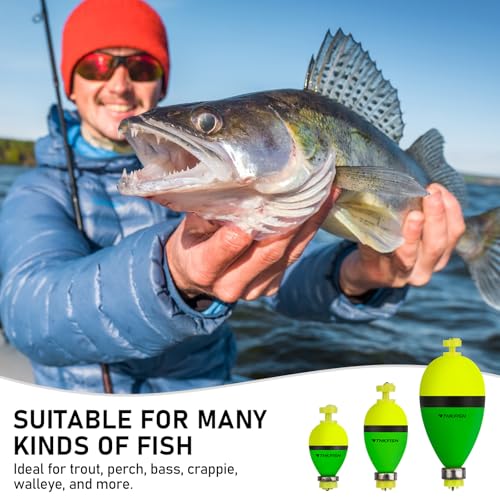 THKFISH Fishing Bobbers Floats,10 Packs Weighted Bobbers, Foam Oval Slip Bobbers for Fishing, Three Colours Crappie Bobbers, for Fishing Bluegill Crappie Panfish Bass Trout, 1in 1.5in 2in - color: 2in