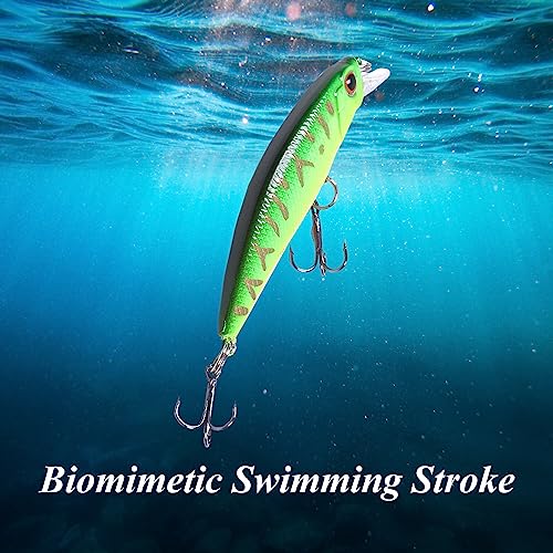 Jerk Baits for Bass Fishing, Jerkbait Fishing Lures, Minnow Lures Jerk Bait for Freshwater/Saltwater Fishing Lures for Trout Pike, 5pcs/10pcs with Box - color: C:2.56in/0.15oz/10pcs