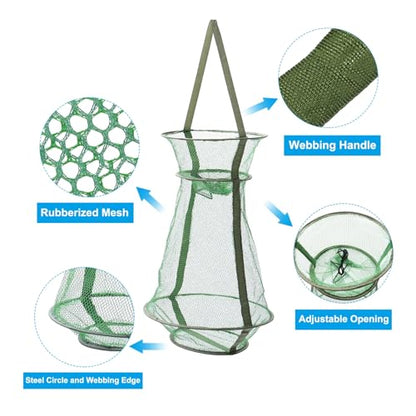 PATIKIL Fishing Keep Net, Collapsible Fish Basket Mesh Coating Nylon Fishing Bait Mesh for Keeping Fishes Crayfish Minnows
