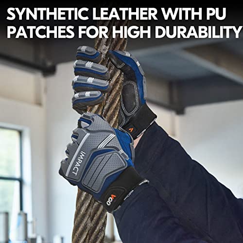 Vgo... Safety Work Gloves - Mechanics, Impact & Anti-Vibration - Rigger & Heavy Duty (M, Blue, SL9792IP) - color: Blue&gray-pro Version, size: Medium (1 Pair)