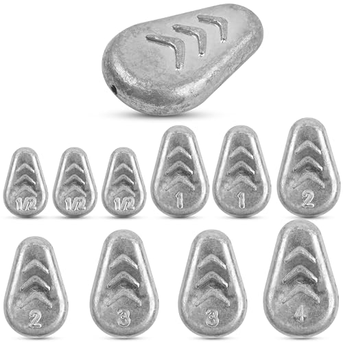 No Roll Sinker Fishing Weights, Flat Inline Catfish Sinkers Weights No Snag Slip Sinkers Saltwater Surf Fishing Weights Gear Tackle for Catfishing Rig - style: 5 Mixed Sizes-10pcs