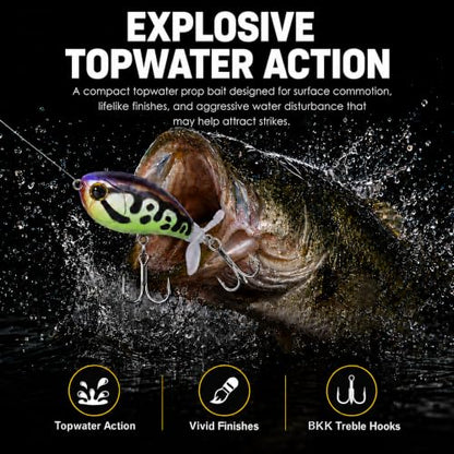 Top Water Lures, Floating Plopper Bait with BKK Hooks – Bass Fishing Lures for Trout, Pike & Other Freshwater & Saltwater Species – Great Fishing Gifts for Men - color: A1-3PCS,2.5in,0.4oz