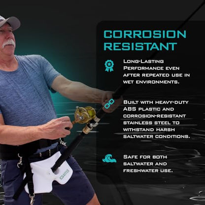 GAFFER SPORTFISHING Wide Body Adjustable Fishing Belt with Rod Holder - EVA Foam Padding, Ideal for Boat Fishing - color: Black - 28 to 48 Inches