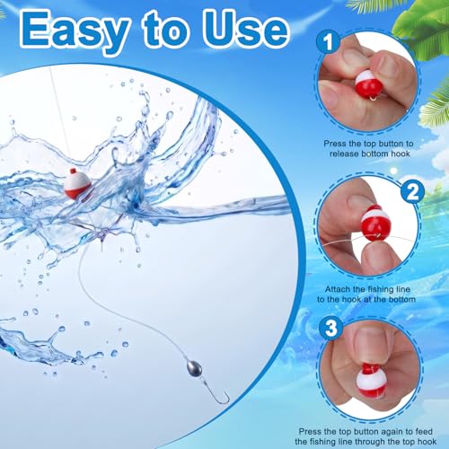 Coopay Fishing Bobbers 30Pcs-50Pcs/Lot Hard ABS Fishing Floats Set Snap on Float Red/White Bobbers Push Button Round Buoy Tackle Accessories - style: 0.5inch-50pcs