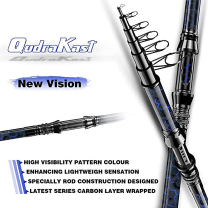 Fishing Rod and Reel Combos, Unique Design with X-Warping Painting, Carbon Fiber Telescopic Fishing Rod with Reel Combo Kit with Tackle Box, Best Gift for Fishing Beginner and Angler - color: Blue, size: 1.8 m 5.91 ft (Tackle Box)