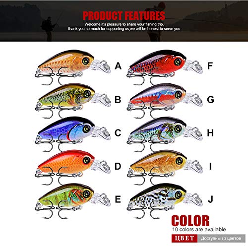 Mini Crankbait Fishing Lures Kits Swimbait Wobbler Hard Baits for Bass Trout Pike Freshwater and Saltwater 10pc-20pc/pack - color: 10pcs-4.7cm/0.14oz