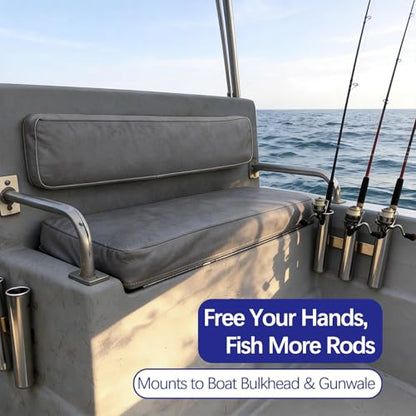 Marine Boat 3 Rod Stainless Steel Fishing Rod Holders, 3 Rod Rack Boat Marine Fishing Stainless Steel, Side Boat Pole Holders Kayak Saltwater Freshwater - color: Silver 3 Rod