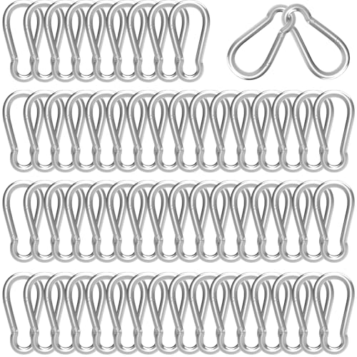 Heavy-Duty Carabiner Clip 1.57"–5.5", Black/Silver Spring Snap Hook, Quick Link Keychain Clip for Keys, Swing Set, Camping, Fishing, Hiking & Traveling (120–1350 lbs) - color: Silver, size: 1.55Inch(M4)-50PCS