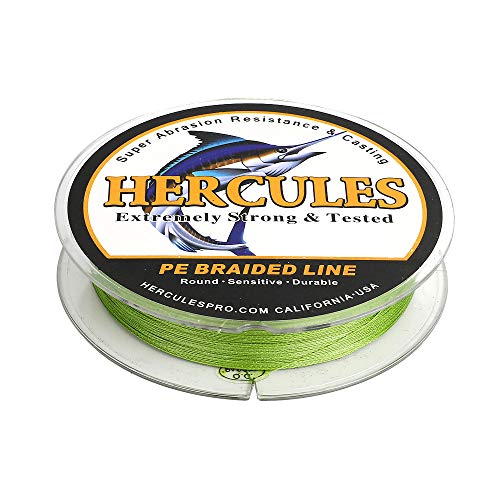 HERCULES Cost-Effective Super Strong 4 Strands Braided Fishing Line 6LB to 100LB Test for Salt-Water, 109/328 / 547/1094 Yards (100M / 300M / 500M / 1000M), Diam# 0.08MM - 0.55MM, Hi-Grade - color: Army Green, size: 8LB(3.6KG)-0.10MM-1094YDS(1000M)