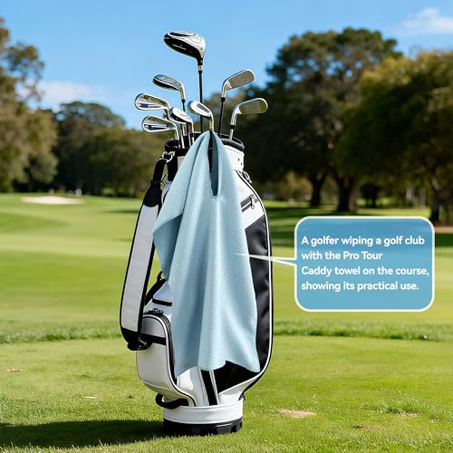 Mile High Life | Pro Tour Caddy Towel | 17" x 40" with 8" Center Slit | Premium Microfiber Waffle Texture - color: Sky Blue, size: 16" x 30"