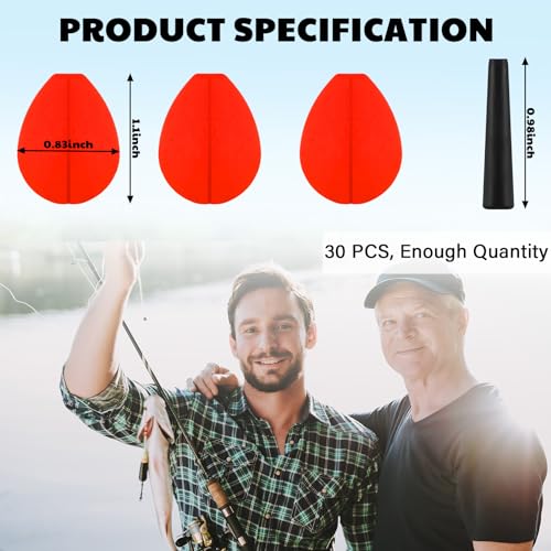 30 Pcs Trout Float Foam Teardrop Strike Fishing Bobbers Fishing Floats Fly Fishing Strike Indicators for Trout Offshore Saltwater Freshwater - color: Red