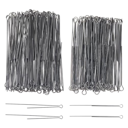 SUPERFINDINGS About 200Pcs 2 Styles Fishing Spinner Shaft 70x0.7~0.8mm Wire Spinner Bait 304 Stainless Steel Fishing Looped Spinner Parts Component Looped Wire Shafts for Fishing Lure Making Supplie