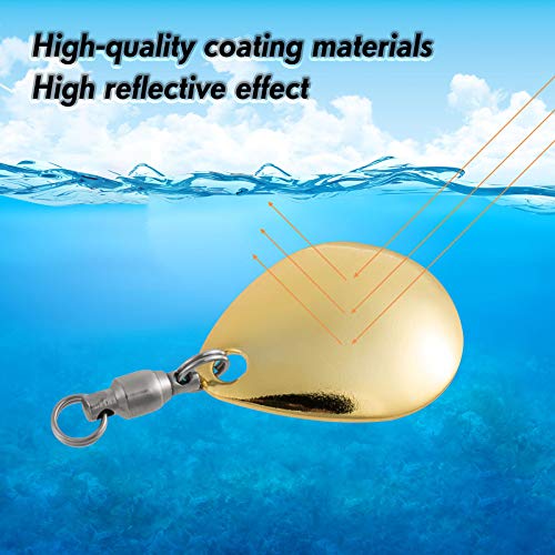 Alwonder 10 Pack Spinner Blades with Ball Bearing Swivels Tail Spinner Spinnerbait Lure Making Supplies Bass Lures Soft Lures - color: #3 Colorado Blades, Gold, 10pcs