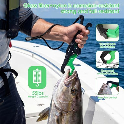 Fishing Tools Kit-Stainless Steel Fishing Pliers, Fish Lip Gripper, Multi-Functional Jaw Anti-Corrosion, Fishmen Must Have Fishing Gear - color: Green