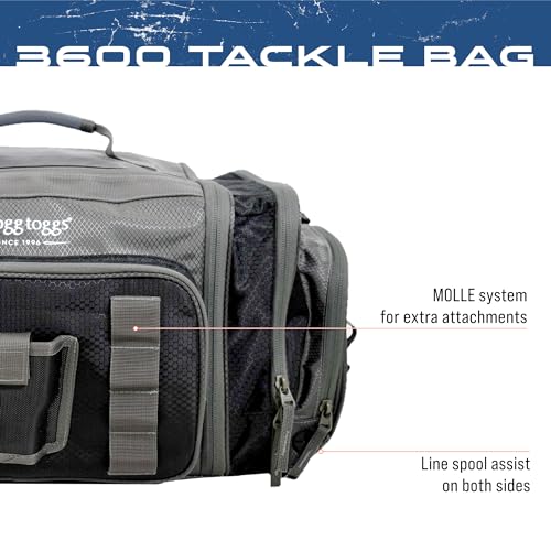 FROGG TOGGS Heavy Duty Fishing Tackle Duffle Bag, Includes Bait Trays - color: Black, style: 3600