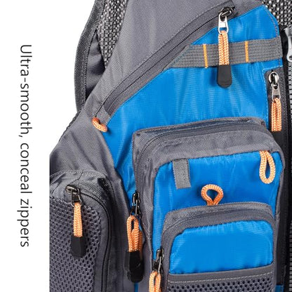 BASSDASH Strap Fishing Vest Adjustable for Men and Women, for Fly Bass Fishing and Outdoor Activities - color: Blue