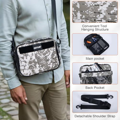 Goture Fishing Backpack with 4 Tackle Boxes,58L 900D Water-Resistant Tackle Backpack with Cooler,Rod Holders,8 Lure Pockets, Detachable Crossbody Bag,Gear Storage Large Fishing Bag for Camping Hiking - color: D1:digital Camo With 4 Tackle Boxes