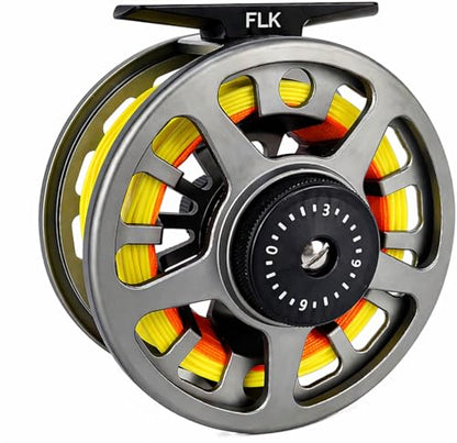 Aventik FLK Fly Fishing Reel Aluminum Trout 3/5, 5/7, 7/9wt Large Arbor Freshwater Fly Reel - size: 7/9wt, style: Grey-with Line