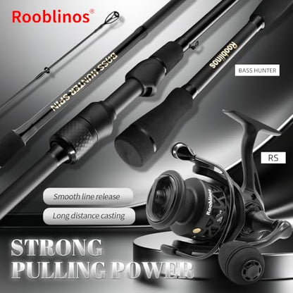 ROOBLINOS BASS Hunter Fishing Rod and Spinning Reel Combo 6.9ft Lightweight Carbon Fiber Fishing Pole Set Freshwater & Saltwater Bass Trout and Panfish Lakes Rivers Fishing - color: BASS HUNTER+RS2000
