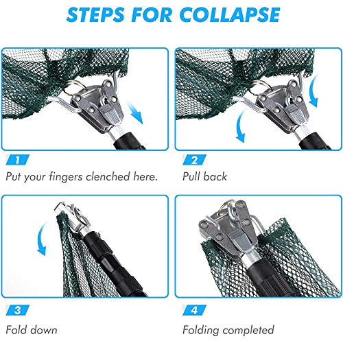 Fishing Landing Net with Aluminum Telescoping Pole 75" Long Handle,Rubber Coated Nylon Mesh,for Steelhead,Salmon,Fly,Kayak,Catfish,Bass,Trout,Shrimp,Crab,for Easy Catch & Release,Extend to 75 Inch