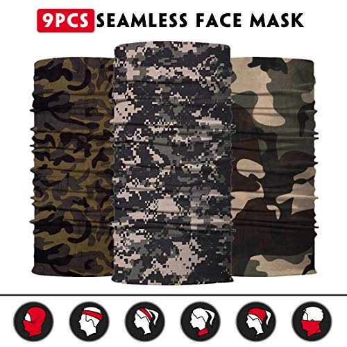 Neck Gaiter for Men Women Headwear Bandana Head Wrap Face Scarf Mask Cover Warmer Balaclava-Seamless & Versatile - color: B-camo 1