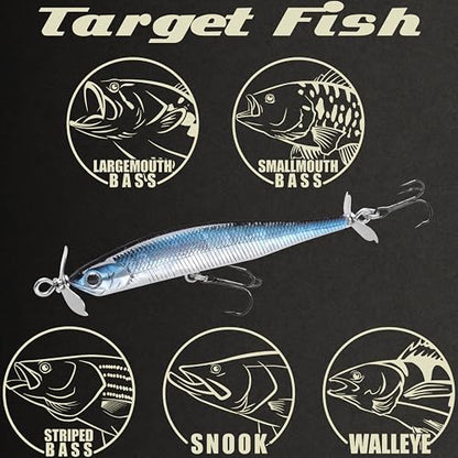 LUCKY CRAFT Screw Pointer 80 Fishing Lures for Bass, Smallmouth, Walleye, Rhymthic Action Spy Bait, Slow Sinking to 10ft Depth, Freshwater Fishing Gear and Tackle Accessories - color: 052 Aurora Black
