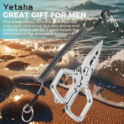 Yetaha 4 Inch Stainless Steel Fishing Pliers with Anti-Slip Grip | Mini matte multi-functional fishing pliers, ideal saltwater tackle & practical fishing gifts for men